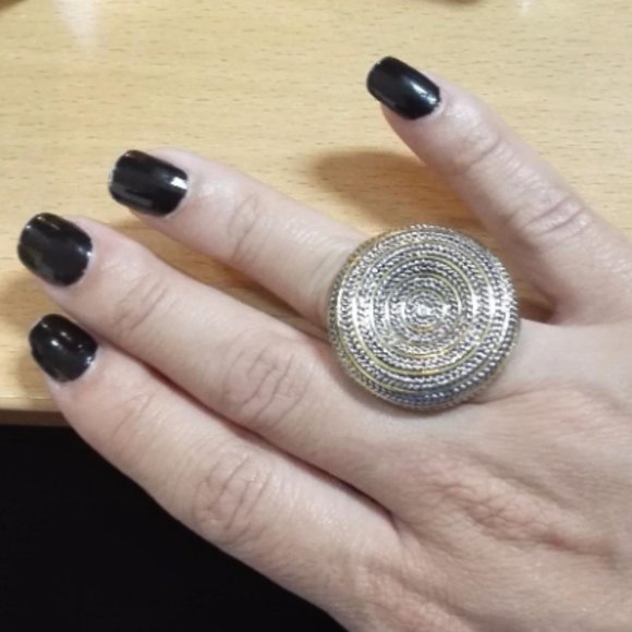 Antique Gold and Sterling Silver Oversized Earring - Picture 3 of 3